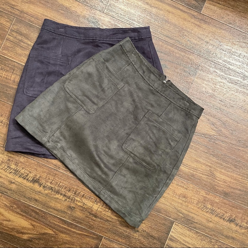 Old Navy High-Waisted Mini Skirt, Faux Suede (x2)